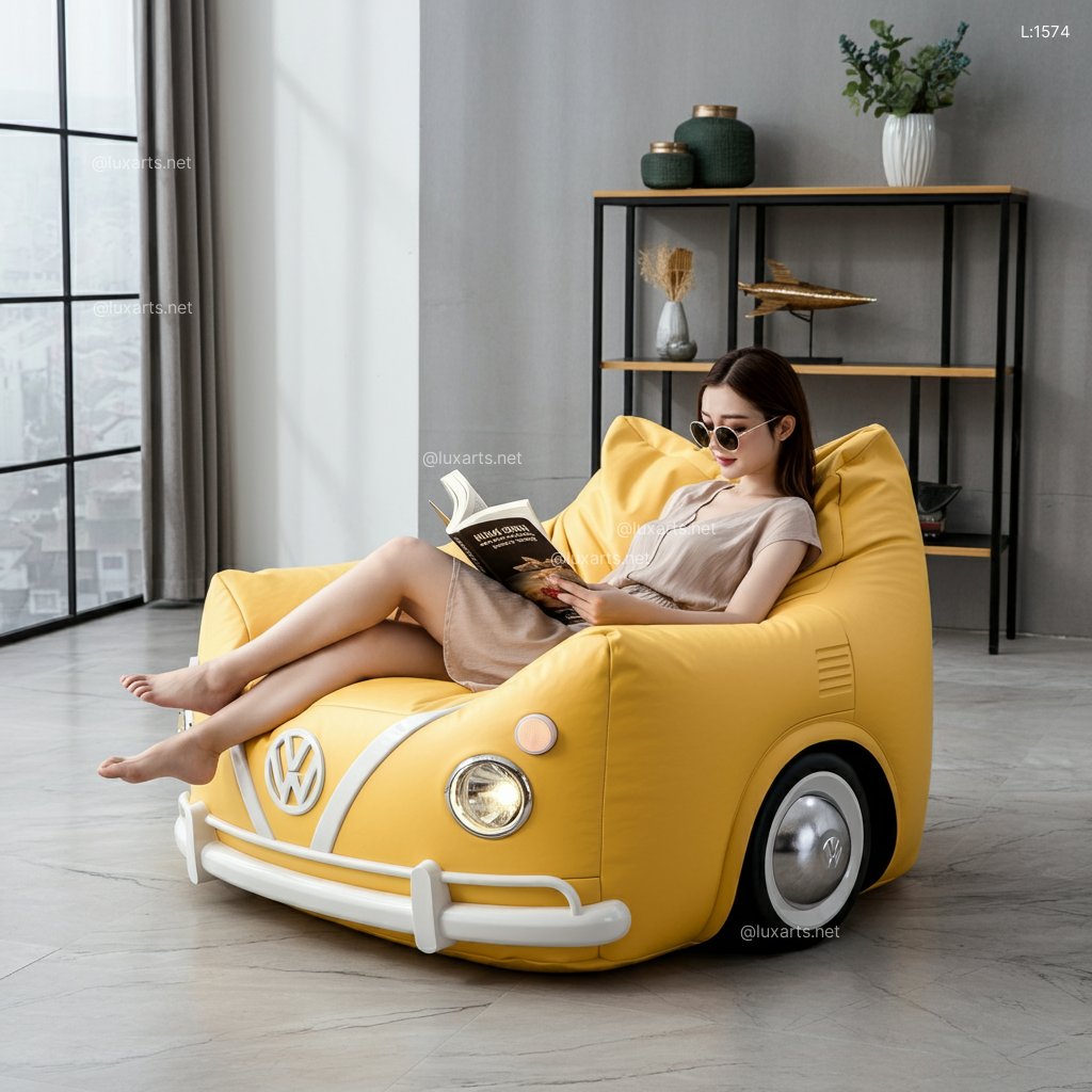 Indulge in Retro Relaxation with a Plush Volkswagen Bus Bean Bag volkswagen bus inspired bean bag chair 3