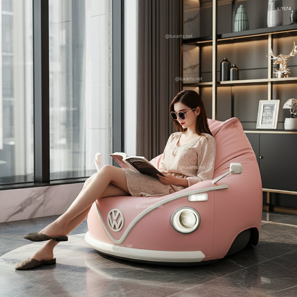 Indulge in Retro Relaxation with a Plush Volkswagen Bus Bean Bag volkswagen bus inspired bean bag chair 6