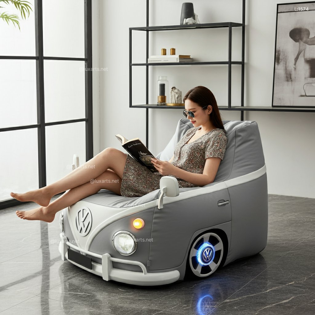 Indulge in Retro Relaxation with a Plush Volkswagen Bus Bean Bag volkswagen bus inspired bean bag chair 8