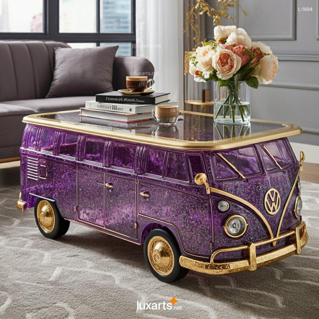 VW Bus Coffee Table: Industrial Style Coffee Table with Retro Charm vw bus epoxy coffee table 3