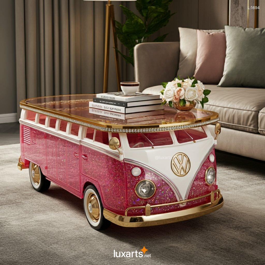 VW Bus Coffee Table: Industrial Style Coffee Table with Retro Charm vw bus epoxy coffee table 4