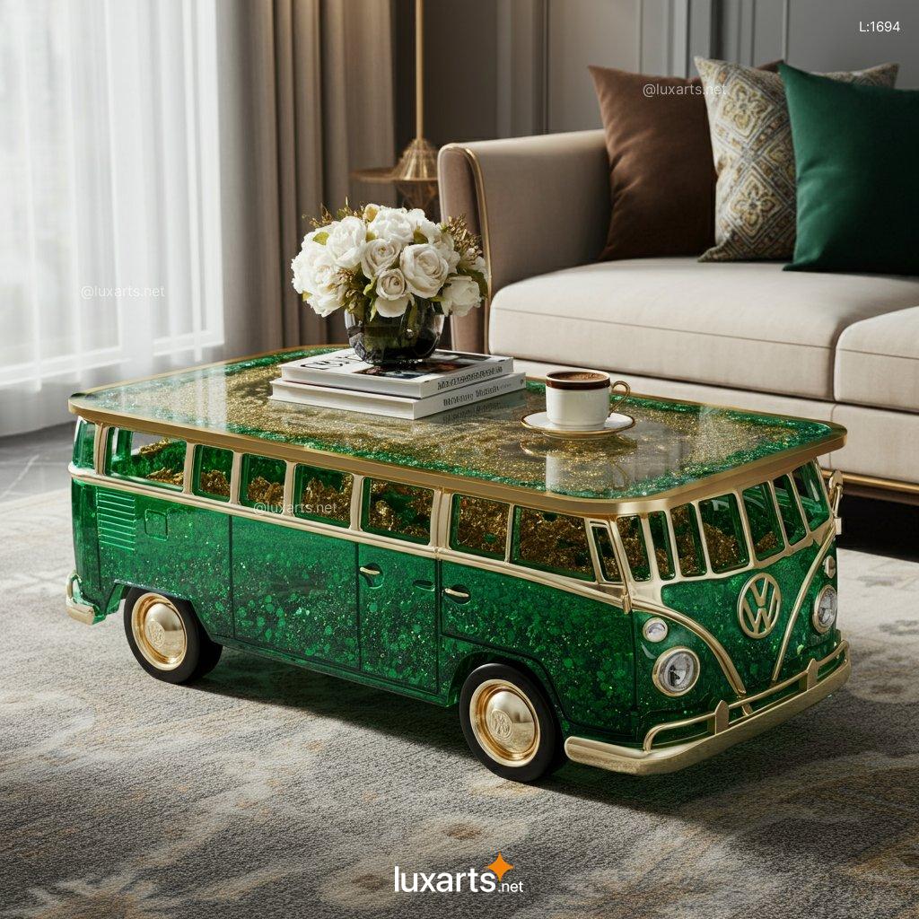 VW Bus Coffee Table: Industrial Style Coffee Table with Retro Charm vw bus epoxy coffee table 7