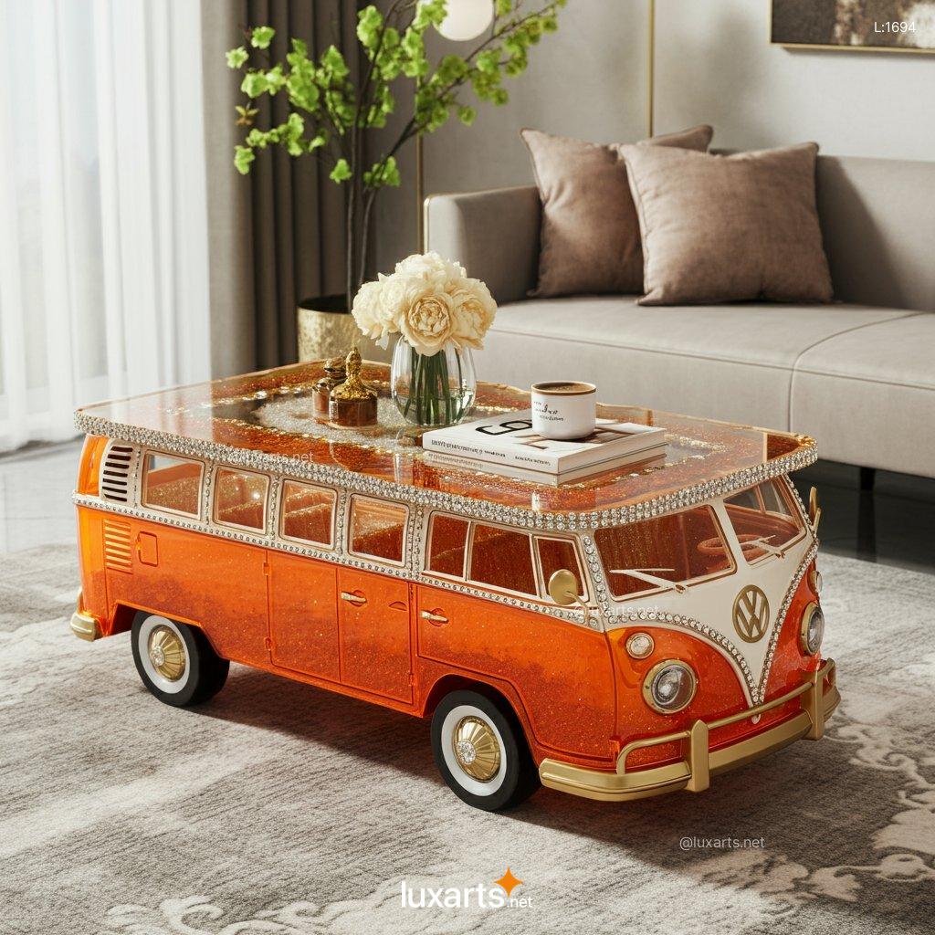 VW Bus Coffee Table: Industrial Style Coffee Table with Retro Charm vw bus epoxy coffee table 8