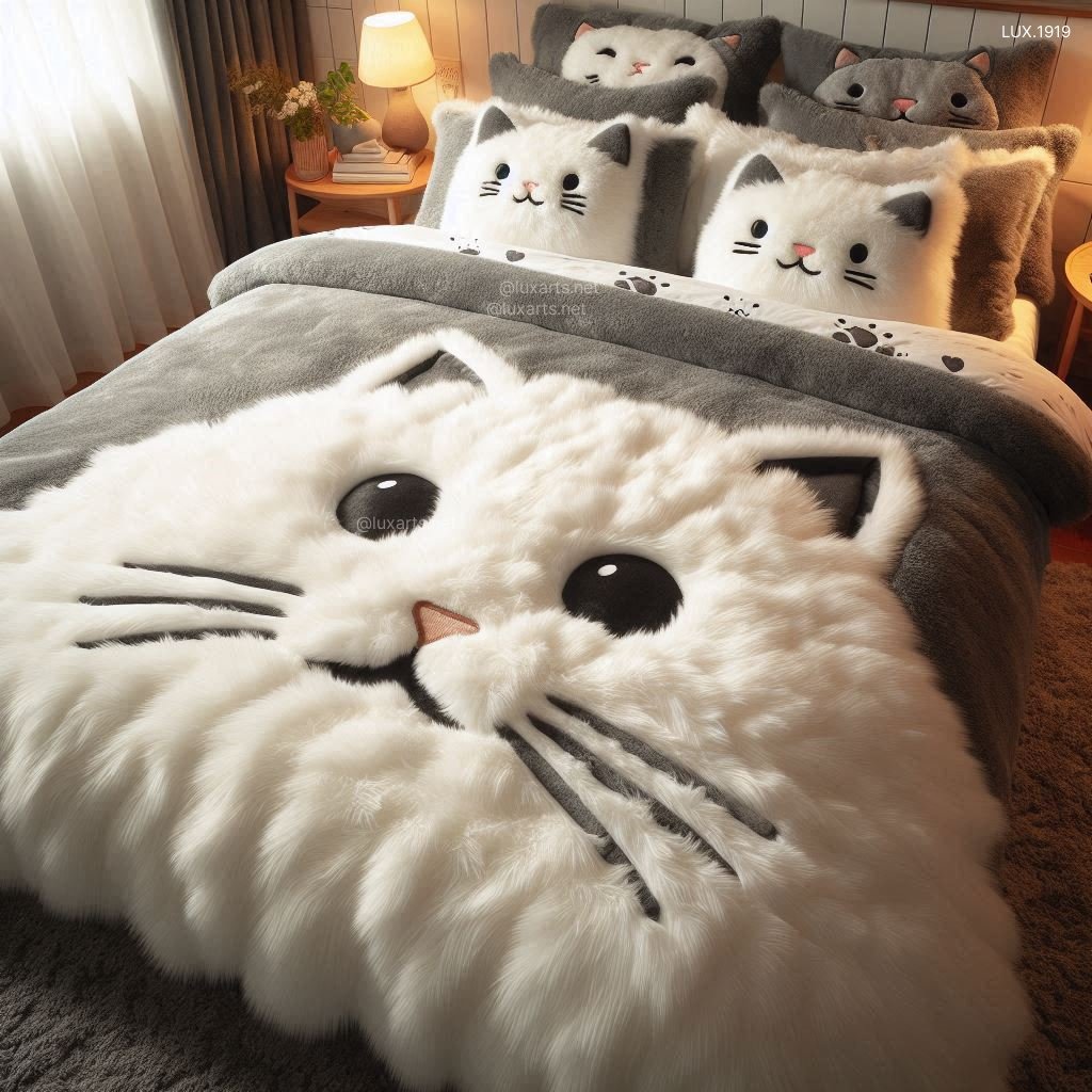 Fluffy Cat Bedding Set | Cozy and Creative Bedding for Cat Lovers fluffy cat bedding set 1