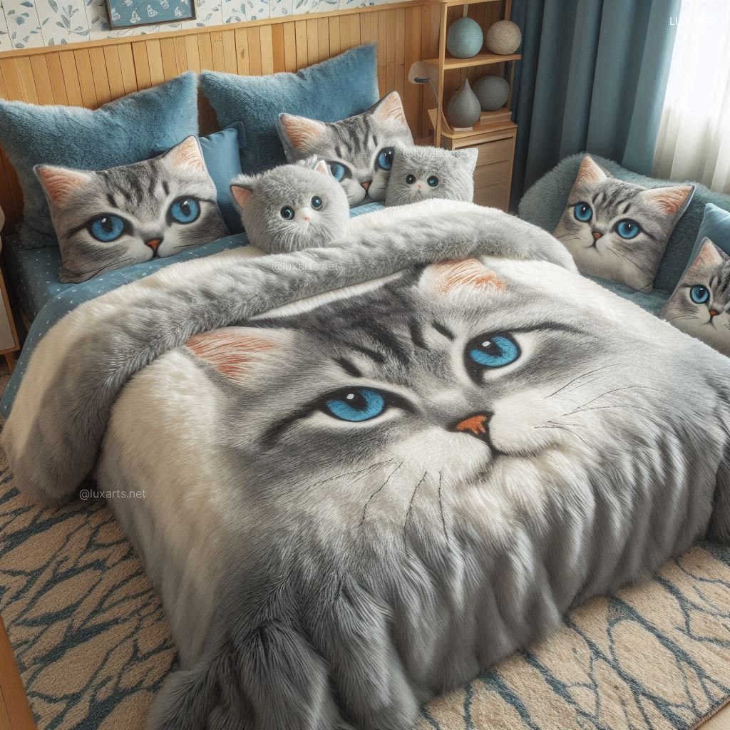 Fluffy Cat Bedding Set | Cozy and Creative Bedding for Cat Lovers fluffy cat bedding set 3