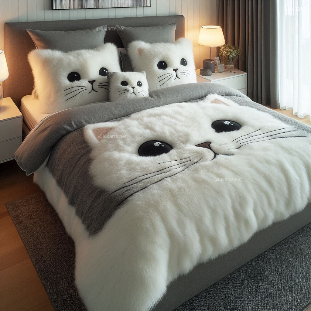 Fluffy Cat Bedding Set | Cozy and Creative Bedding for Cat Lovers fluffy cat bedding set 7