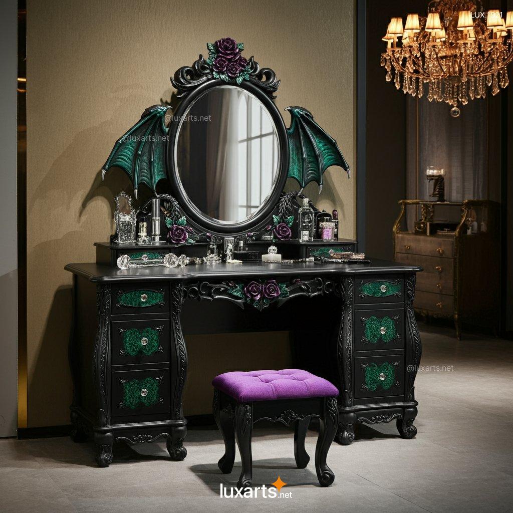 Gothic-Style Vanity Table with Dragon Wings | A Dark, Elegant Design for Your Space gothic style vanity table with dragon wings 7