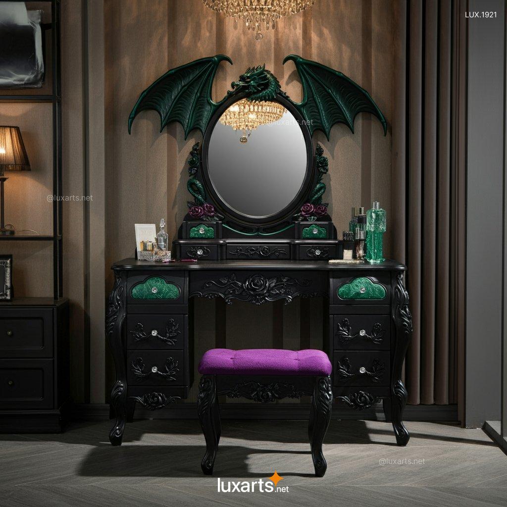 Gothic-Style Vanity Table with Dragon Wings | A Dark, Elegant Design for Your Space gothic style vanity table with dragon wings 8