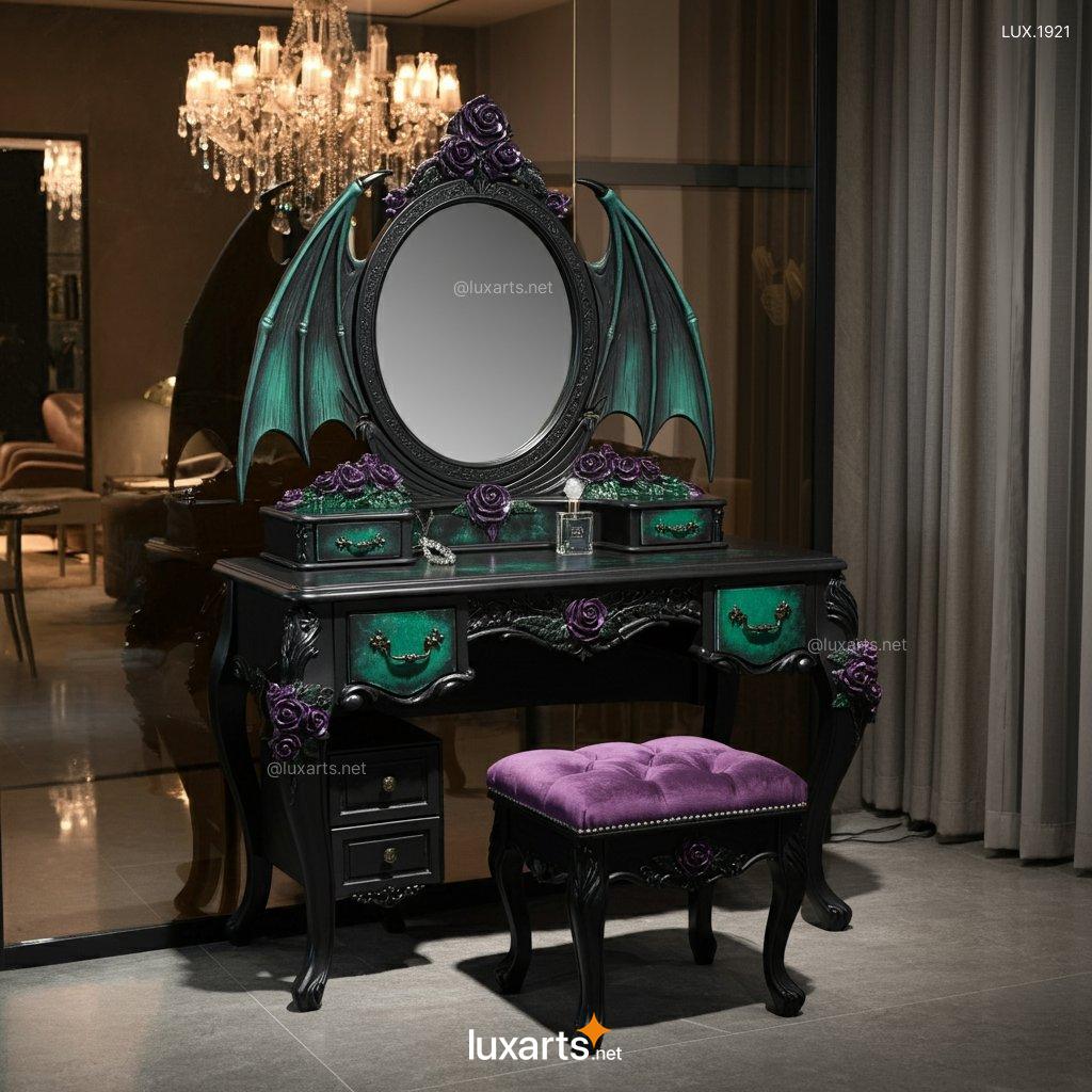 Gothic-Style Vanity Table with Dragon Wings | A Dark, Elegant Design for Your Space gothic style vanity table with dragon wings 9