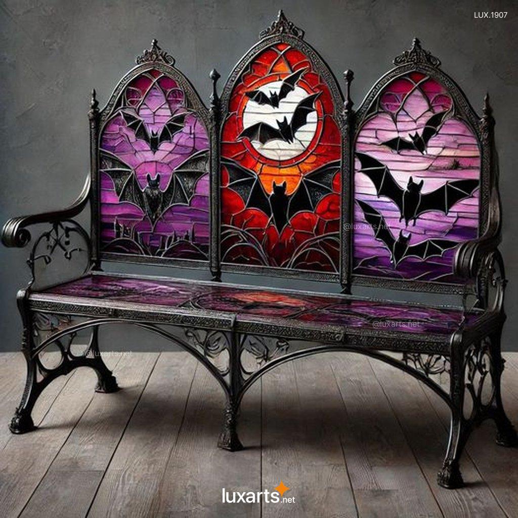 Stained Glass Bat Design Bench: Unique, Handcrafted Furniture for Your Home stained glass bat design bench 1