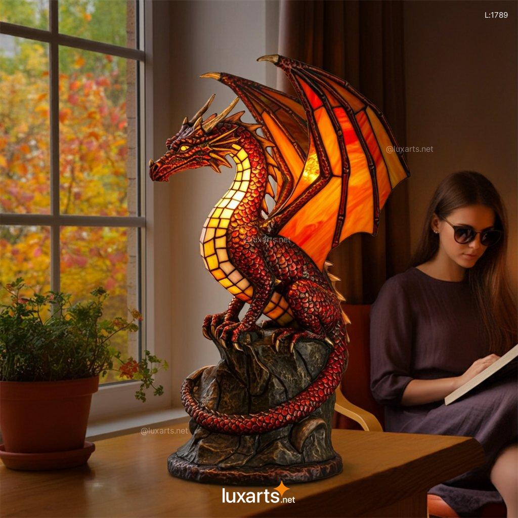 Stained Glass Dragon Lamp: Unique, Handcrafted, and Artisanal stained glass dragon lamp 4