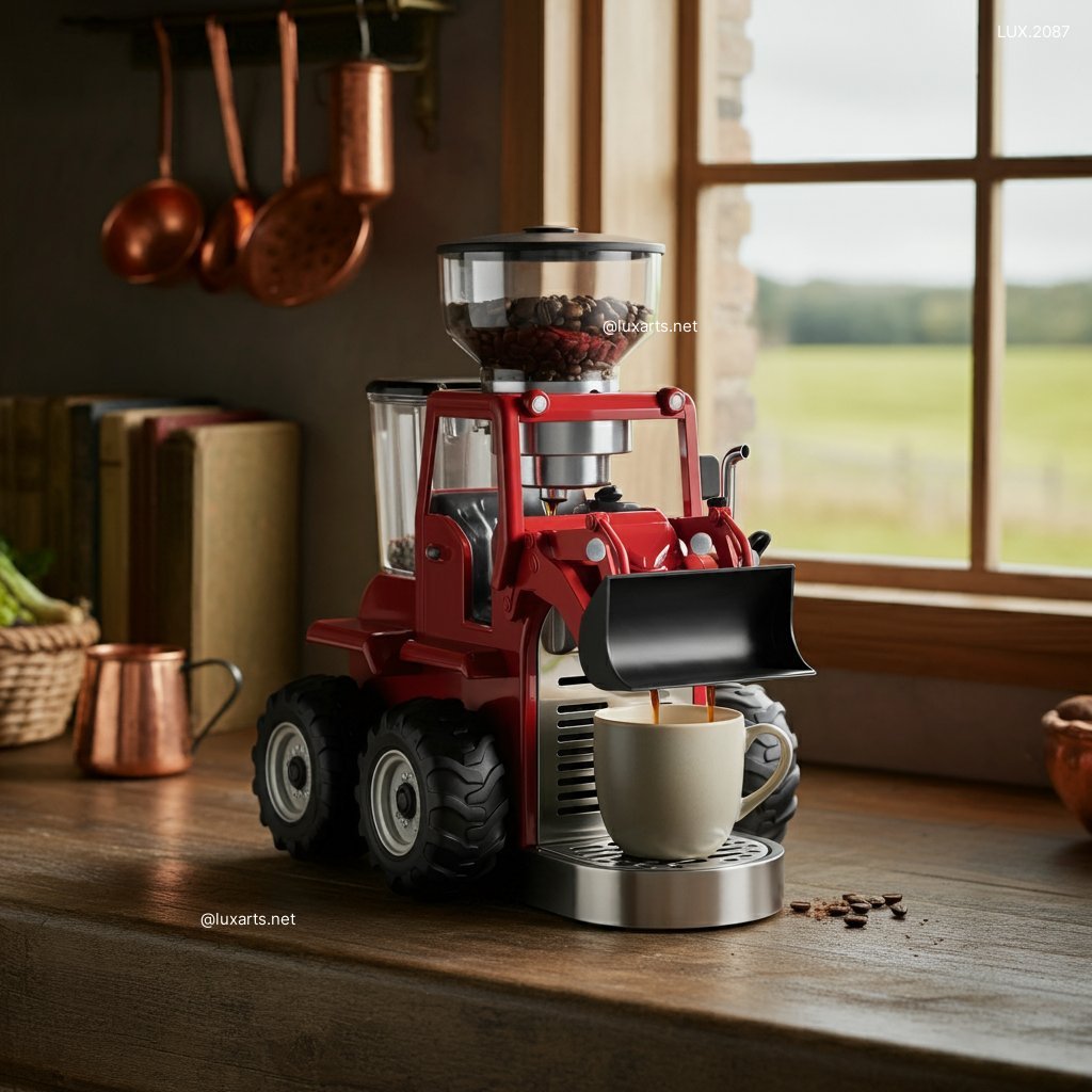 LUX.2087	Bulldozer Inspired Coffee Maker | Start Your Day with Heavy-Duty Style bulldozer inspired coffee maker 3