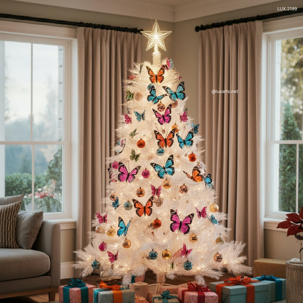 LUX.2199 Butterfly Themed Christmas Tree | Elegant Holiday Decor with a Whimsical Touch butterfly themed christmas tree 3