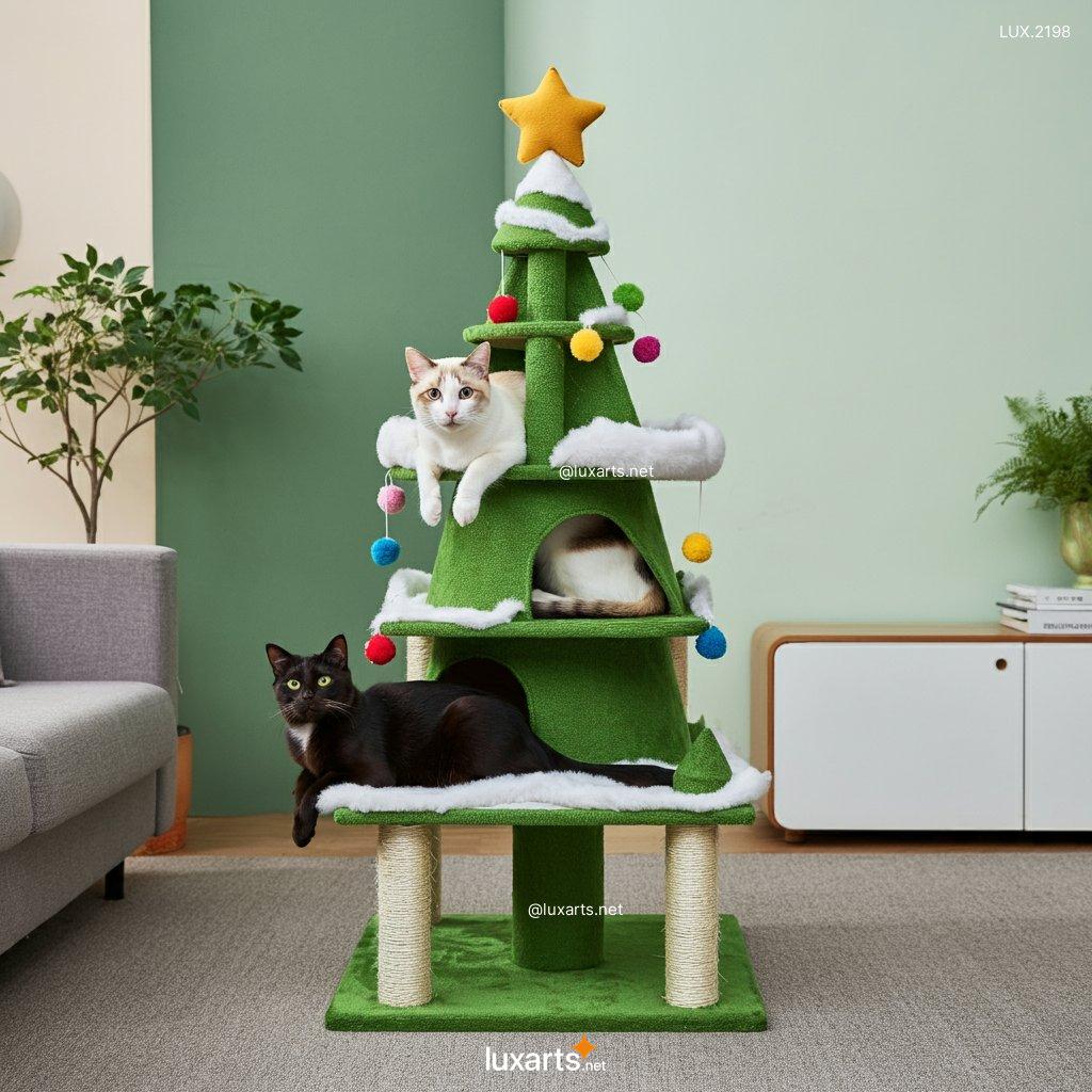 LUX.2198 Christmas Tree Cat Tower | Stylish Holiday Decor for Cat Lovers christmas tree cat tower 1