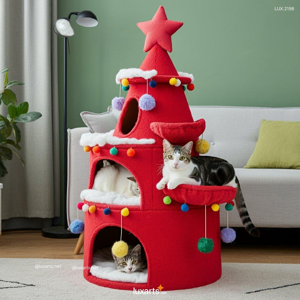 LUX.2198 Christmas Tree Cat Tower | Stylish Holiday Decor for Cat Lovers christmas tree cat tower 3