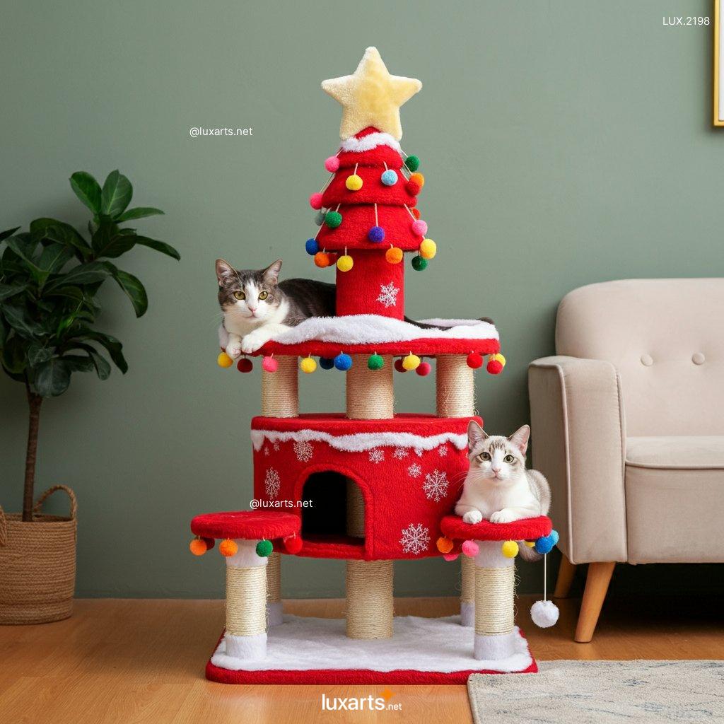 LUX.2198 Christmas Tree Cat Tower | Stylish Holiday Decor for Cat Lovers christmas tree cat tower 4