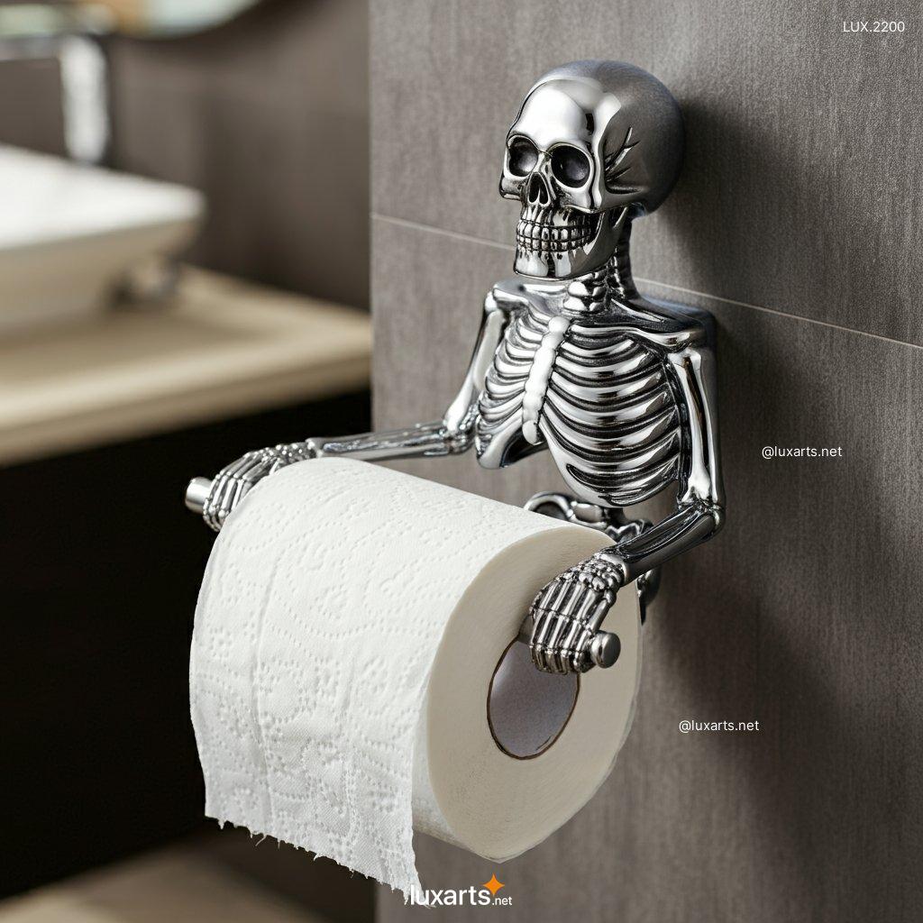 LUX.2200 Chrome Skeleton-Shaped Toilet Paper Holder | Bold and Spooky Bathroom Decor chrome skeleton shaped toilet paper holder 3