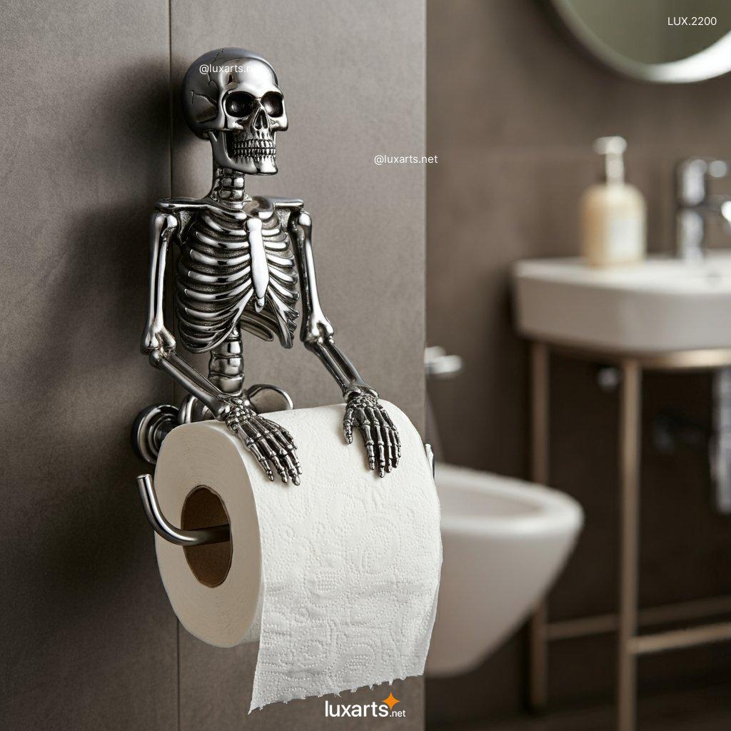 LUX.2200 Chrome Skeleton-Shaped Toilet Paper Holder | Bold and Spooky Bathroom Decor chrome skeleton shaped toilet paper holder 4