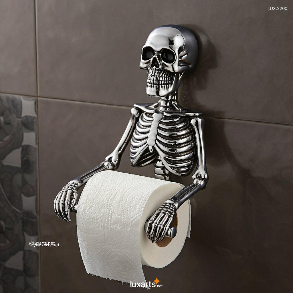 LUX.2200 Chrome Skeleton-Shaped Toilet Paper Holder | Bold and Spooky Bathroom Decor chrome skeleton shaped toilet paper holder 5