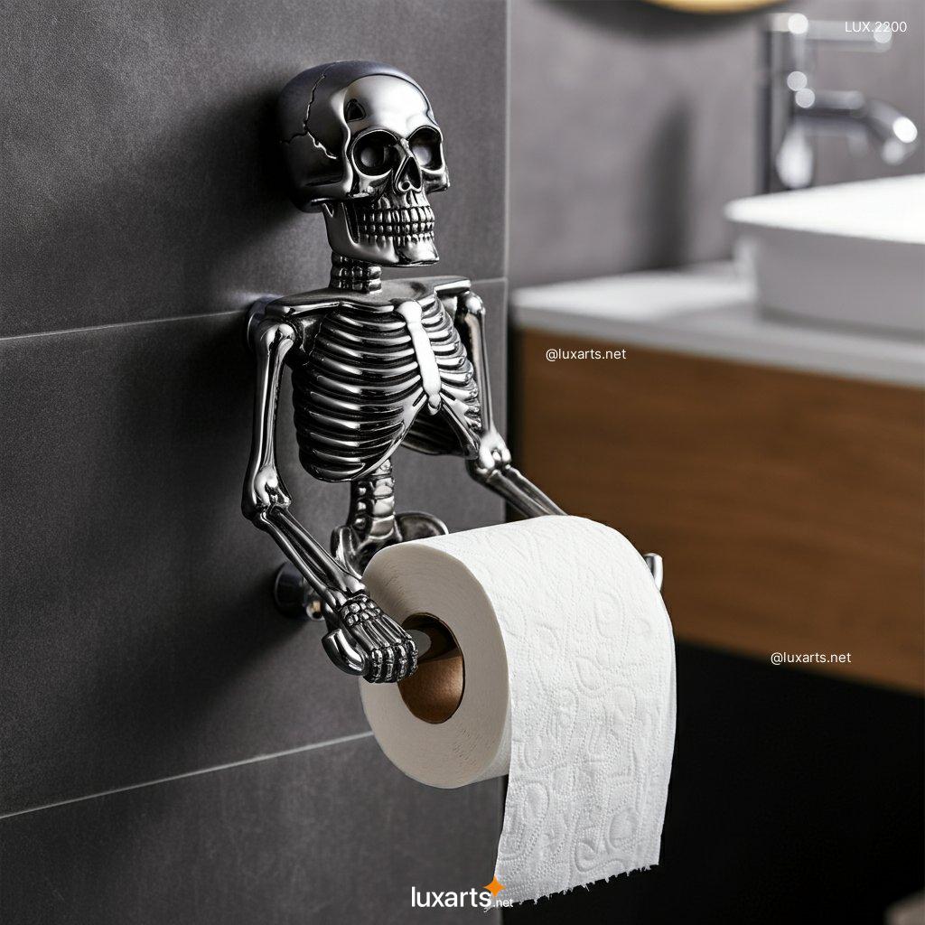 LUX.2200 Chrome Skeleton-Shaped Toilet Paper Holder | Bold and Spooky Bathroom Decor chrome skeleton shaped toilet paper holder 6