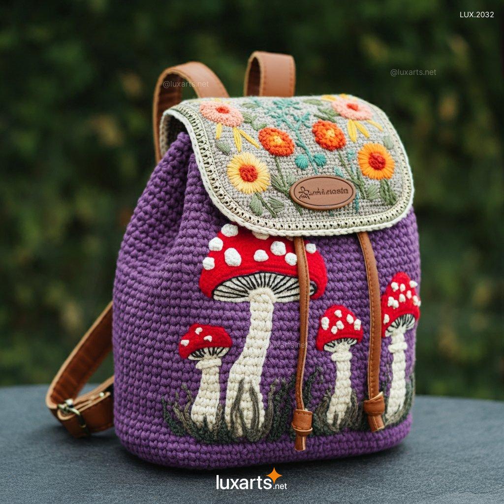 Crochet Mushroom Backpack | Whimsical, Handmade Style for Nature Lovers crochet mushroom backpack 3