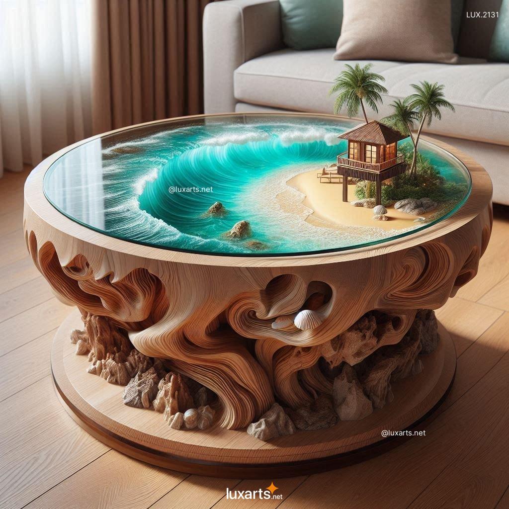 LUX.2131	Desert Island Epoxy Table: Tropical Paradise on Your Coffee Table desert island epoxy table 1