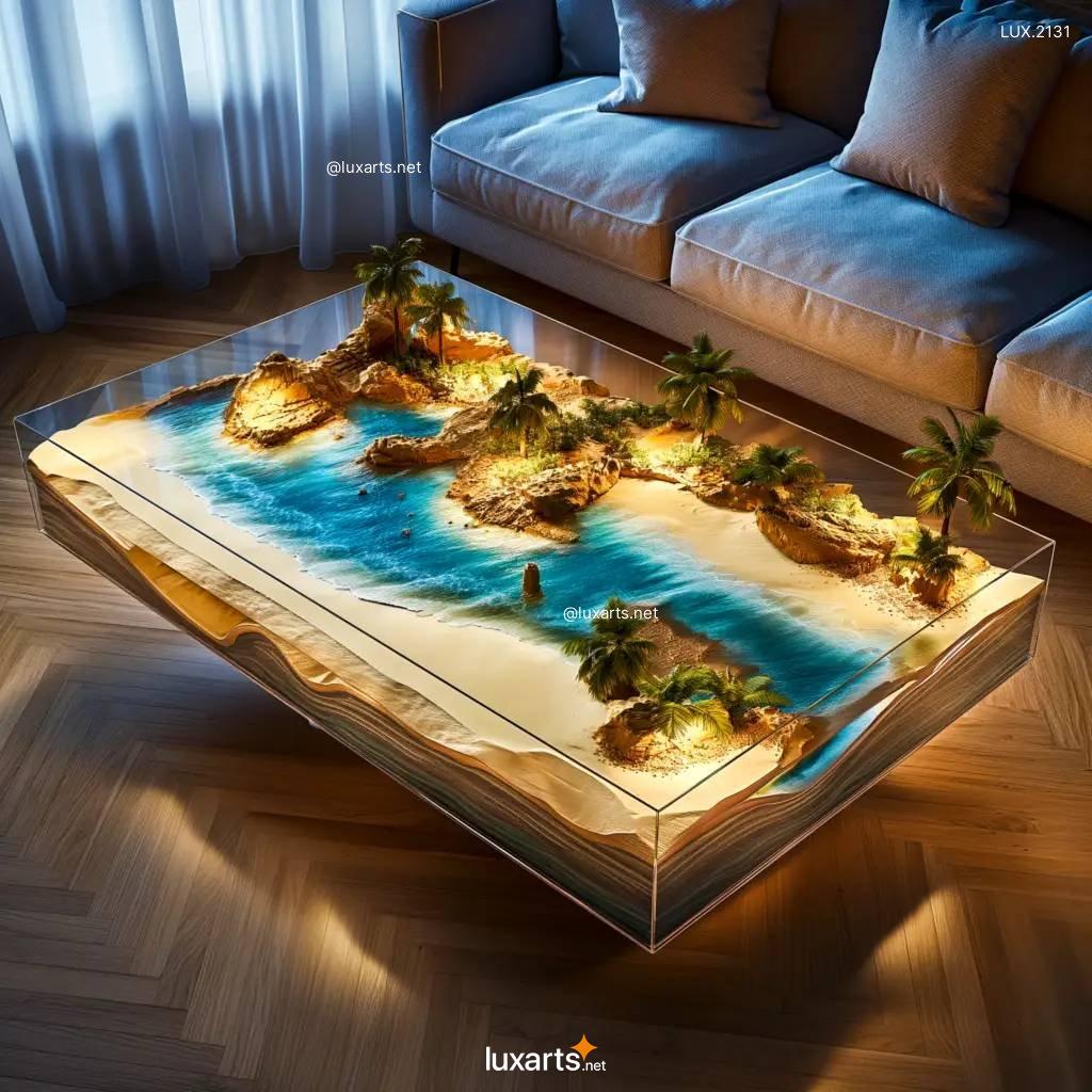 LUX.2131	Desert Island Epoxy Table: Tropical Paradise on Your Coffee Table desert island epoxy table 10