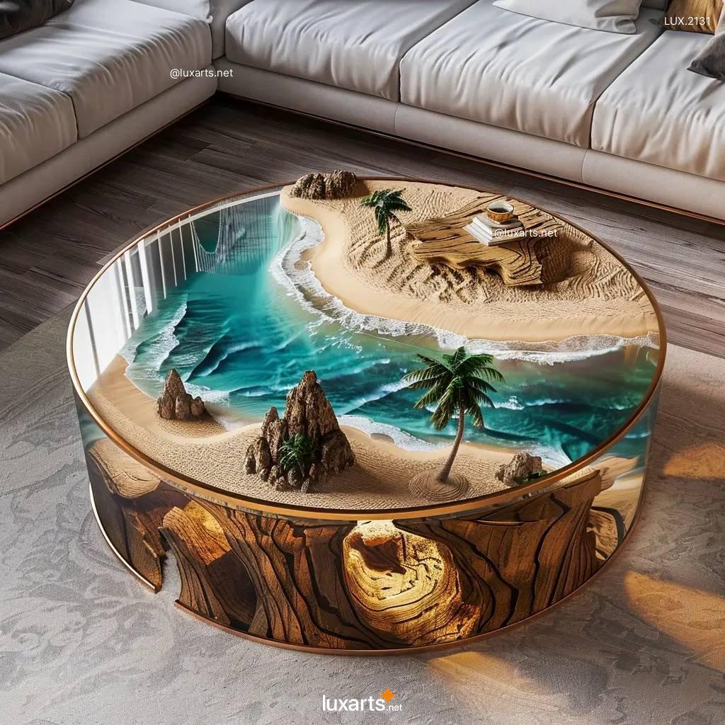 LUX.2131	Desert Island Epoxy Table: Tropical Paradise on Your Coffee Table desert island epoxy table 11