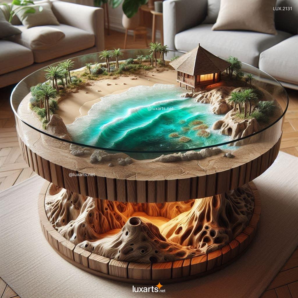 LUX.2131	Desert Island Epoxy Table: Tropical Paradise on Your Coffee Table desert island epoxy table 5