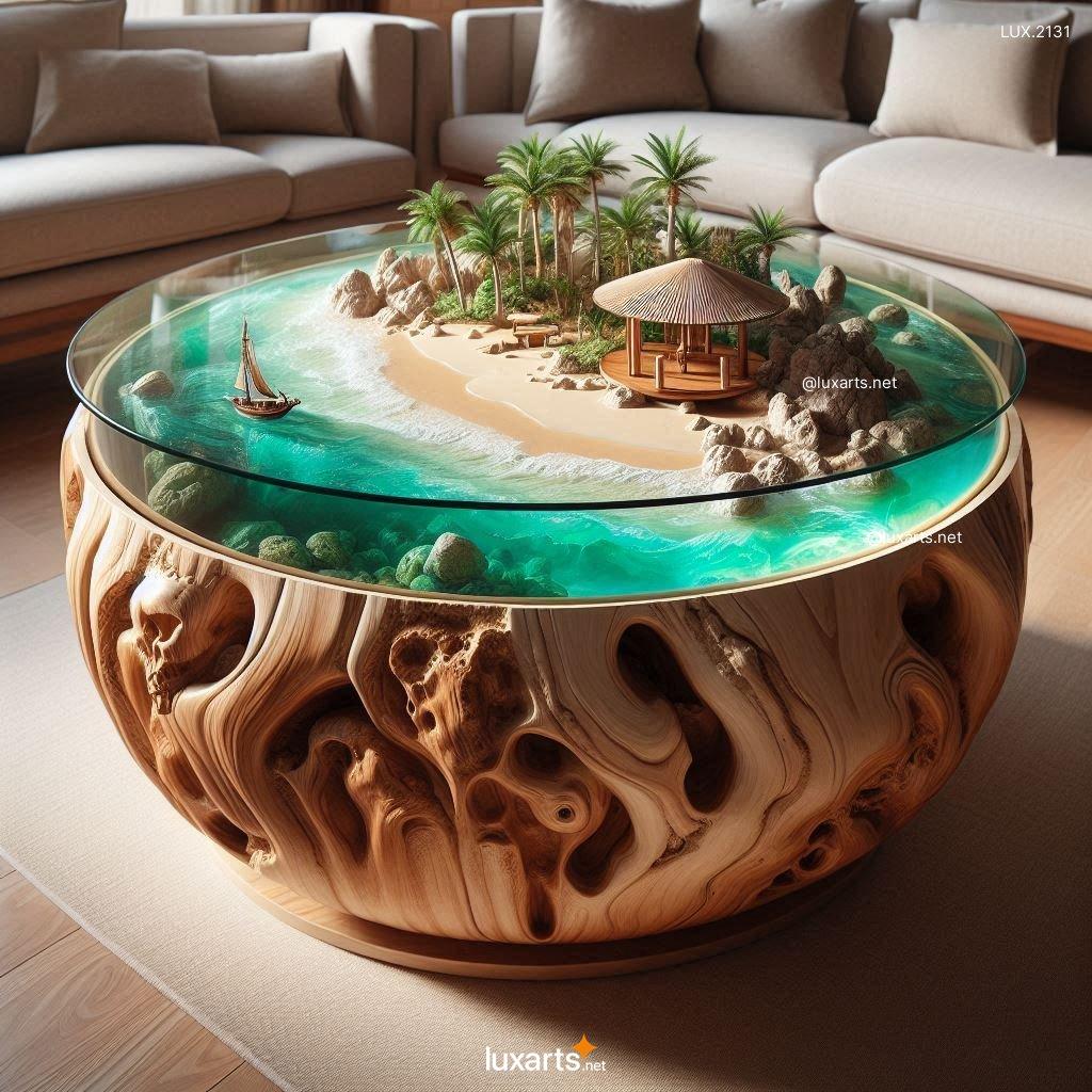 LUX.2131	Desert Island Epoxy Table: Tropical Paradise on Your Coffee Table desert island epoxy table 6