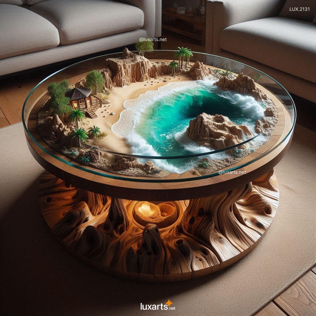 LUX.2131	Desert Island Epoxy Table: Tropical Paradise on Your Coffee Table desert island epoxy table 7