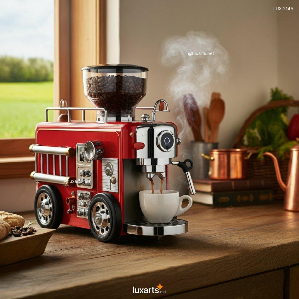 LUX.2145 Fire Truck Shaped Coffee Maker | Ignite Your Morning with Bold Design fire truck inspired coffee maker 1