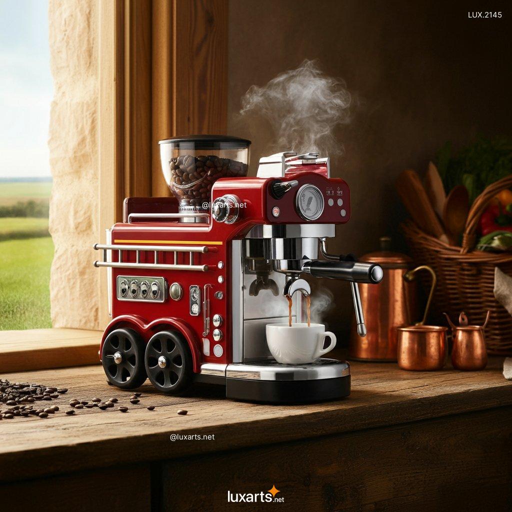 LUX.2145 Fire Truck Shaped Coffee Maker | Ignite Your Morning with Bold Design fire truck inspired coffee maker 2