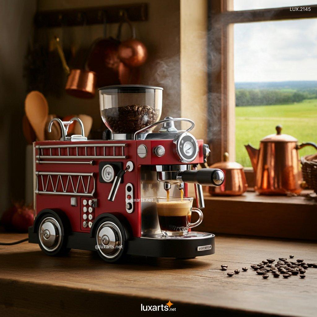 LUX.2145 Fire Truck Shaped Coffee Maker | Ignite Your Morning with Bold Design fire truck inspired coffee maker 3