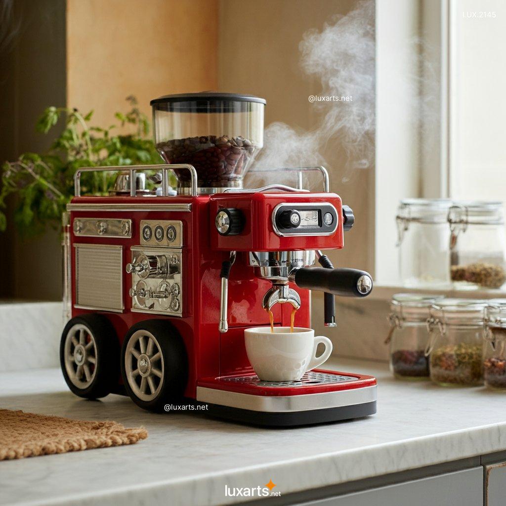 LUX.2145 Fire Truck Shaped Coffee Maker | Ignite Your Morning with Bold Design fire truck inspired coffee maker 5