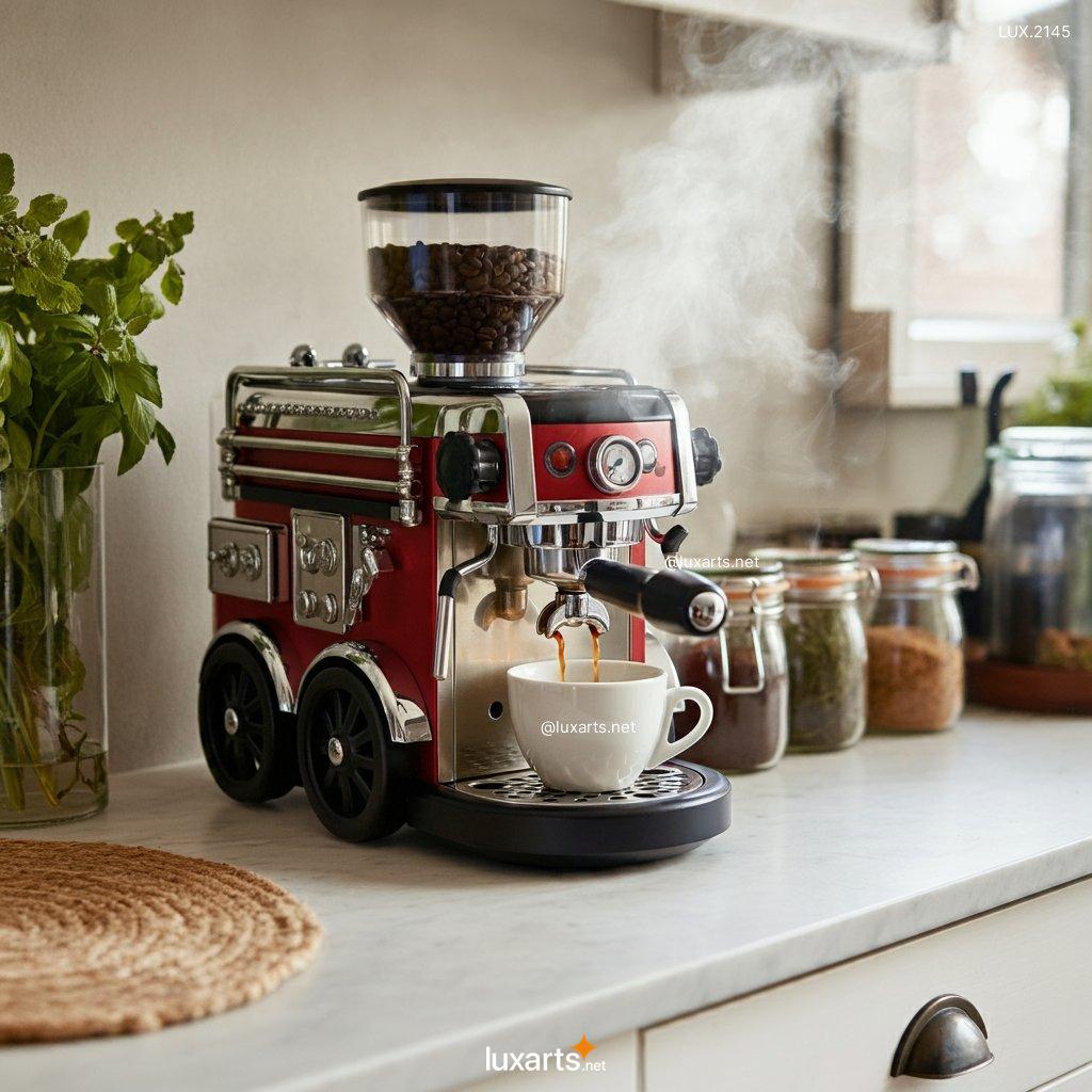 LUX.2145 Fire Truck Shaped Coffee Maker | Ignite Your Morning with Bold Design fire truck inspired coffee maker 6