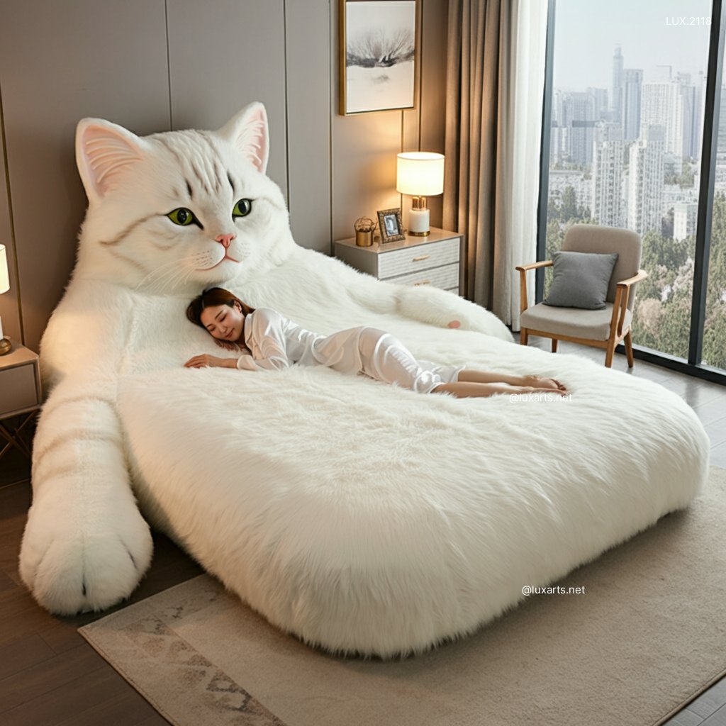 LUX.2118	Giant Cat Shaped Bed: Creative & Unique Furniture for Cat Lovers giant cat shaped bed 1