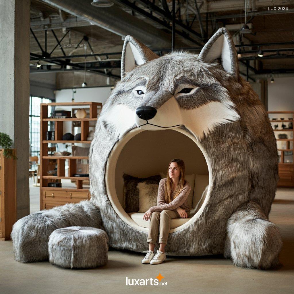 LUX.2024 Giant Wolf Lounging Pod | Cozy, Nature-Inspired Comfort with a Wild Twist giant wolf lounging pod 1