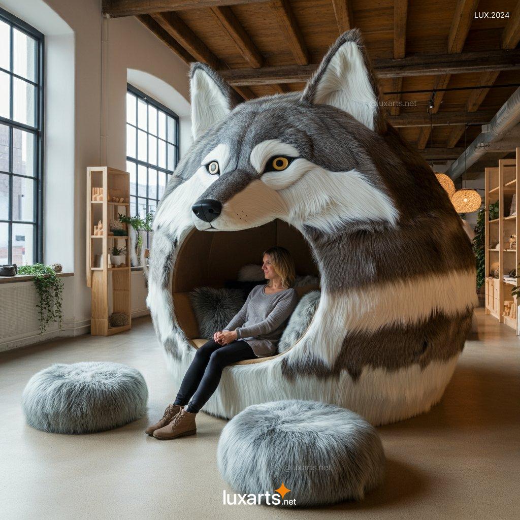 LUX.2024 Giant Wolf Lounging Pod | Cozy, Nature-Inspired Comfort with a Wild Twist giant wolf lounging pod 2