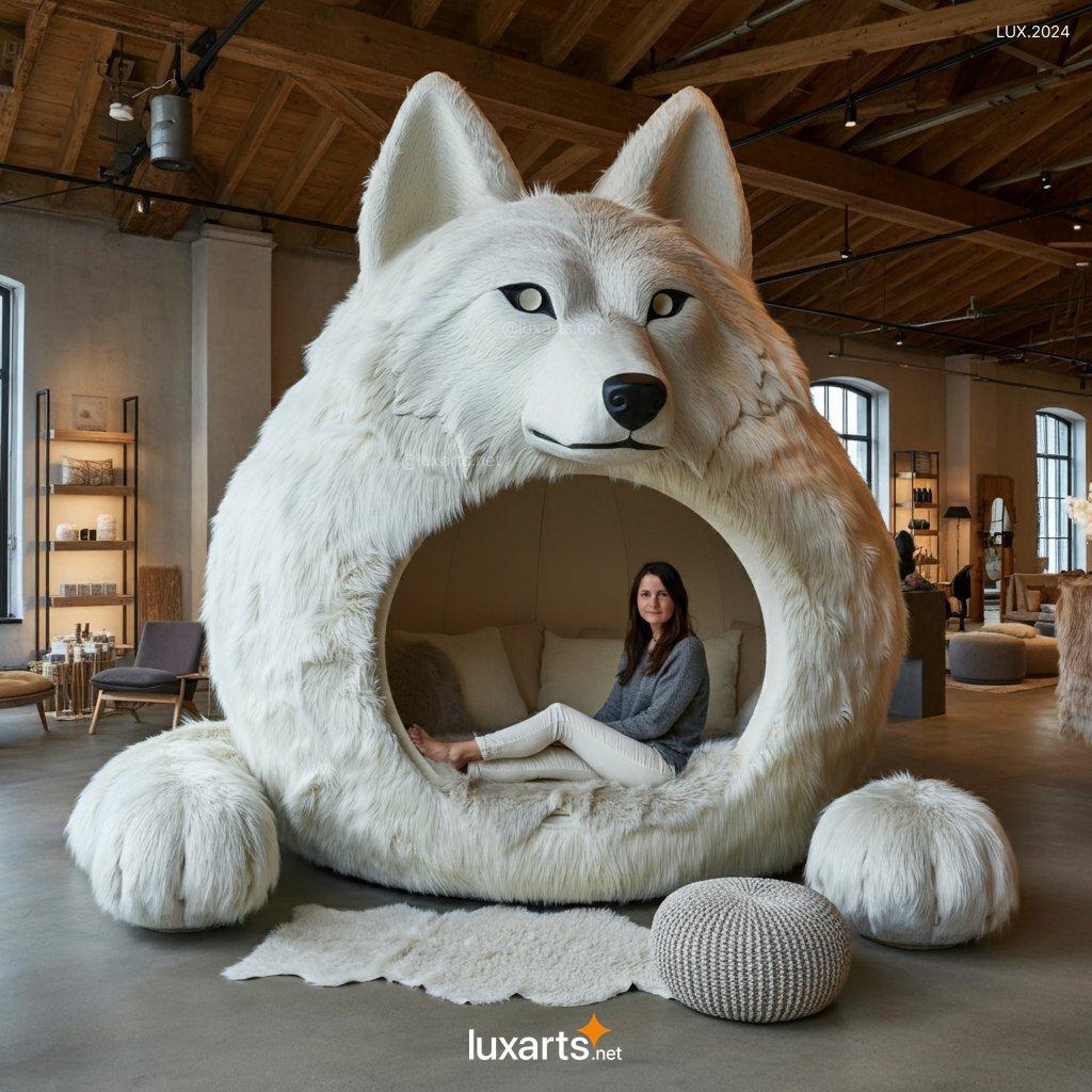 LUX.2024 Giant Wolf Lounging Pod | Cozy, Nature-Inspired Comfort with a Wild Twist giant wolf lounging pod 3