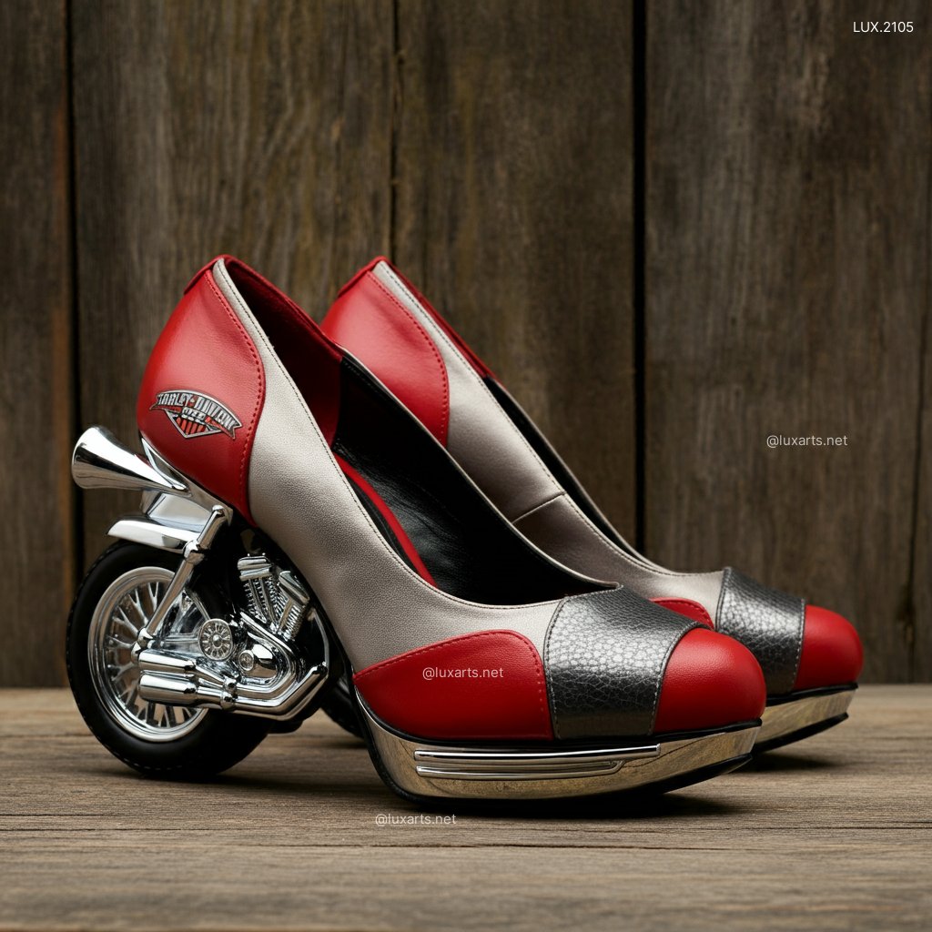 LUX.2105 Harley Heels | Combine Edgy Style with Iconic Harley Davidson Motorcycle Charm harley davidson motorcycle inspired high heels 8