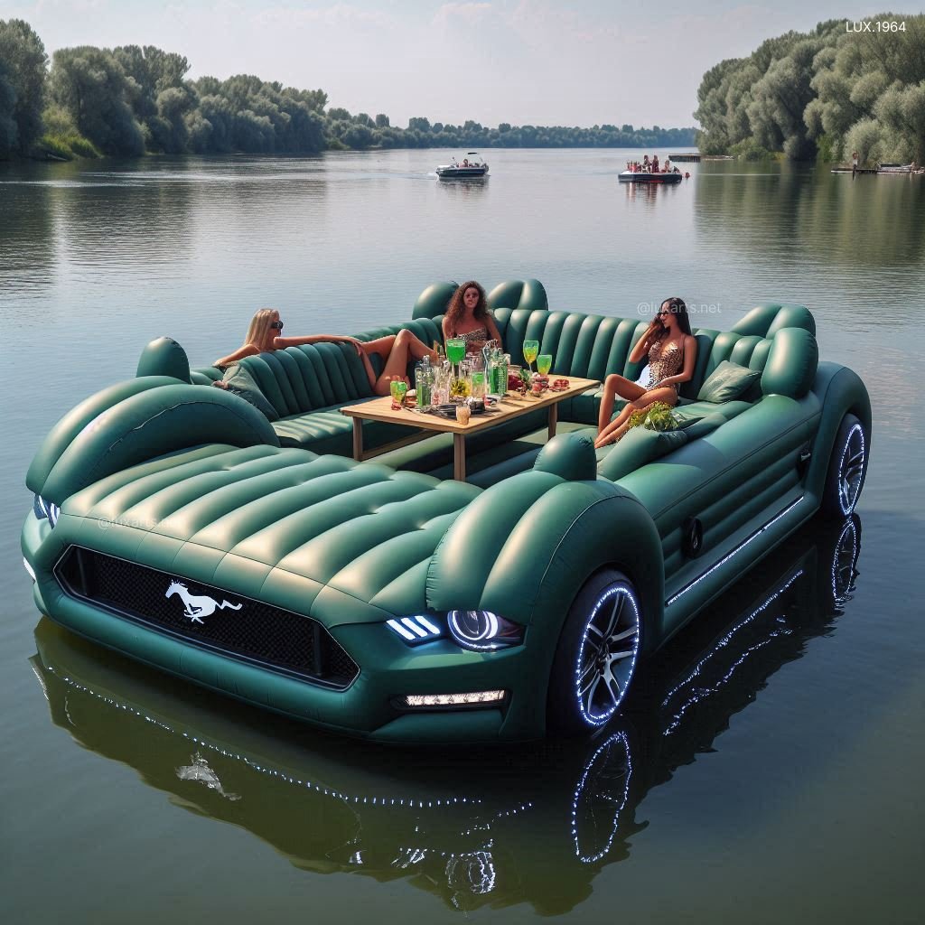 Mustang Inspired Inflatable Lounge Boat | Creative Design for Relaxation on the Water mustang inspired inflatable lounge boat 4