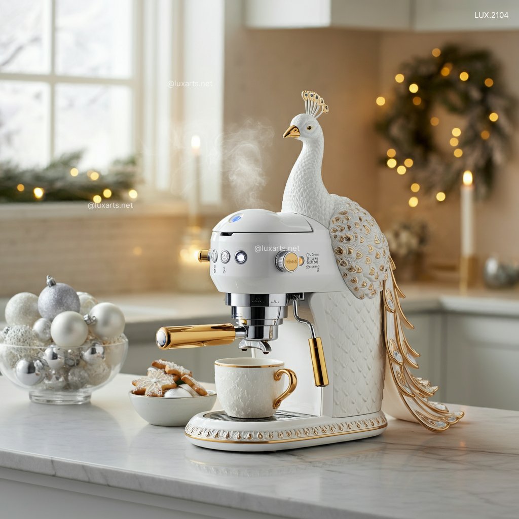 LUX.2104 Peacock Coffee Makers | Bring Vibrant Color and Elegance to Your Morning peacock inspired coffee makers 4