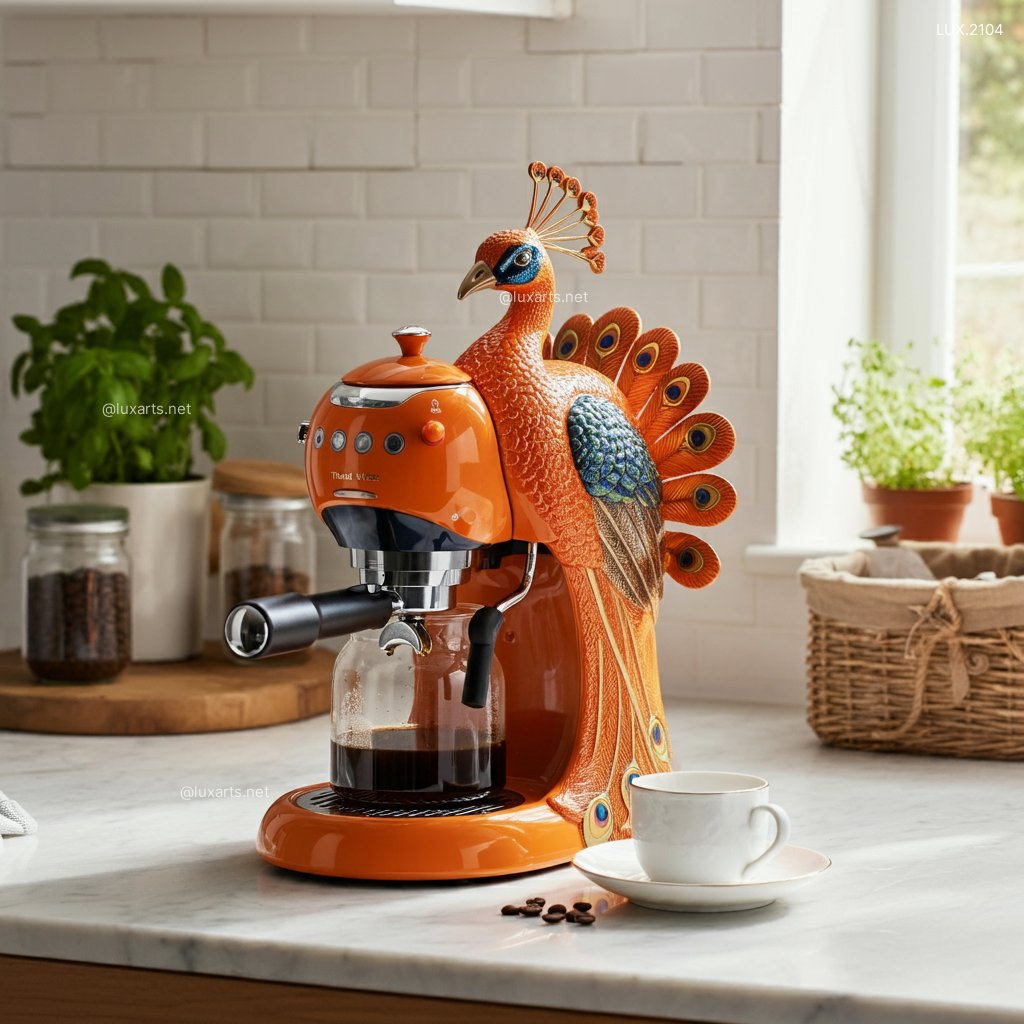 LUX.2104 Peacock Coffee Makers | Bring Vibrant Color and Elegance to Your Morning peacock inspired coffee makers 7