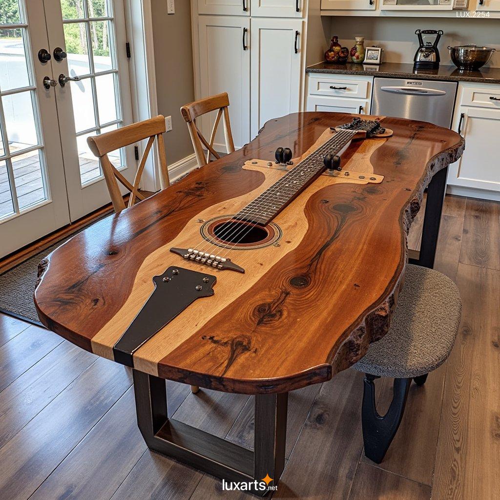 LUX.2254 Playful & Stylish: Giant Wooden Guitar-Shaped Dining Table for Music Lovers guitar shaped dining table 2