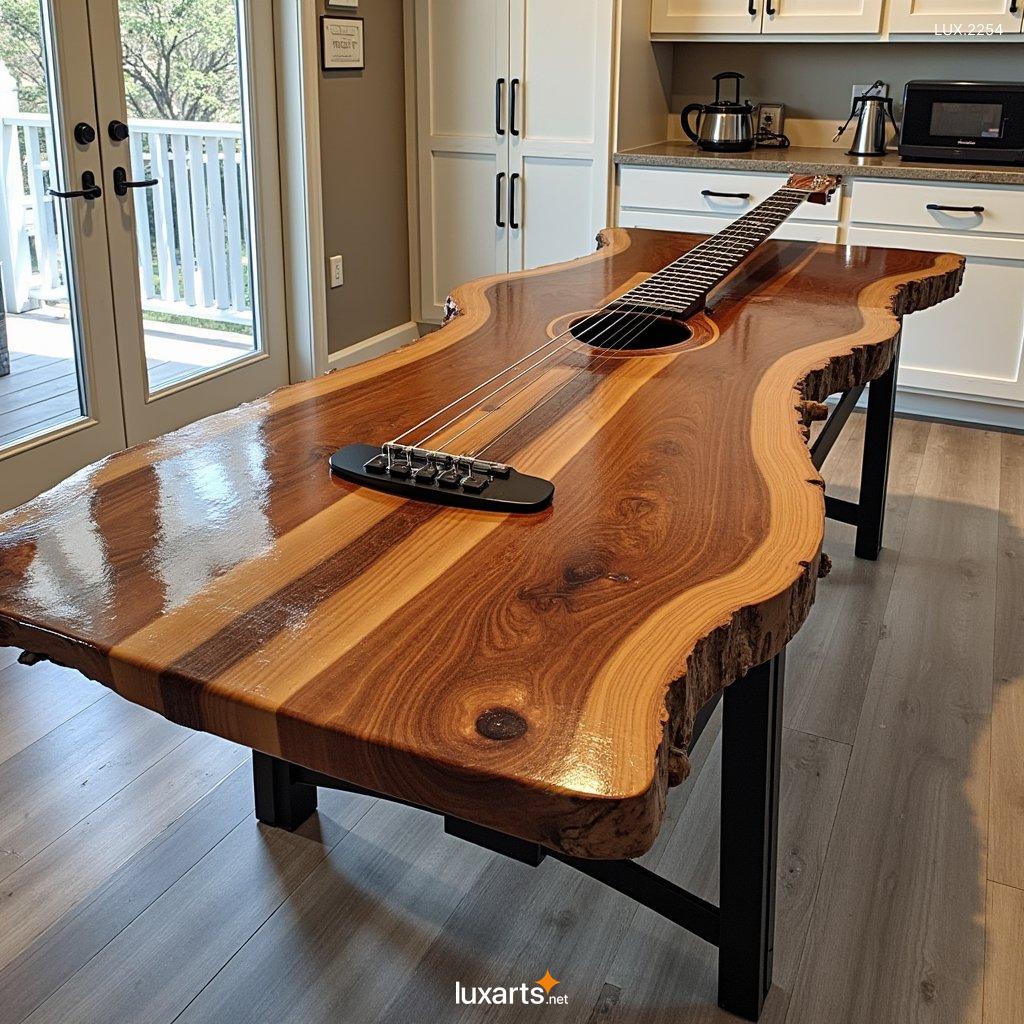 LUX.2254 Playful & Stylish: Giant Wooden Guitar-Shaped Dining Table for Music Lovers guitar shaped dining table 5