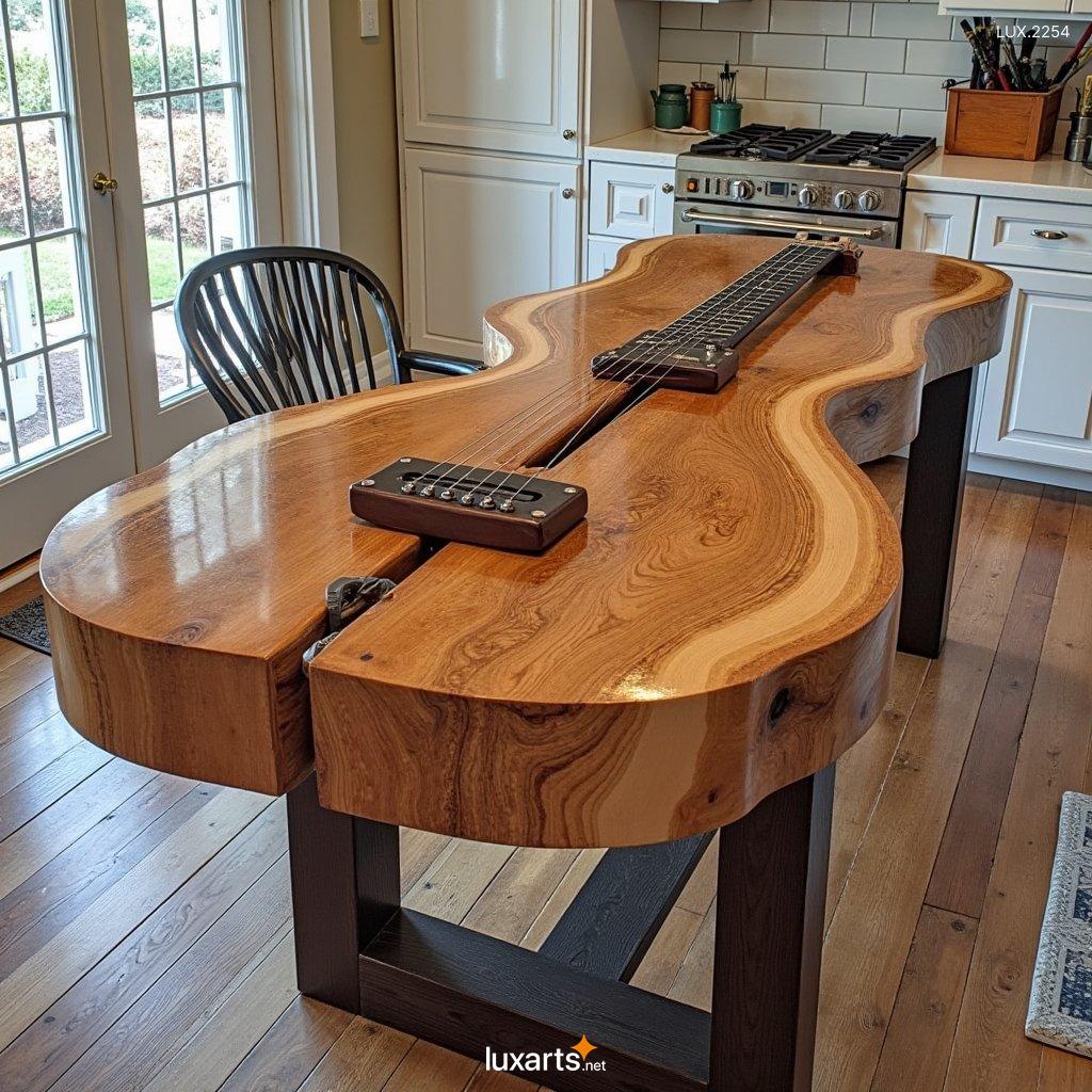 LUX.2254 Playful & Stylish: Giant Wooden Guitar-Shaped Dining Table for Music Lovers guitar shaped dining table 6