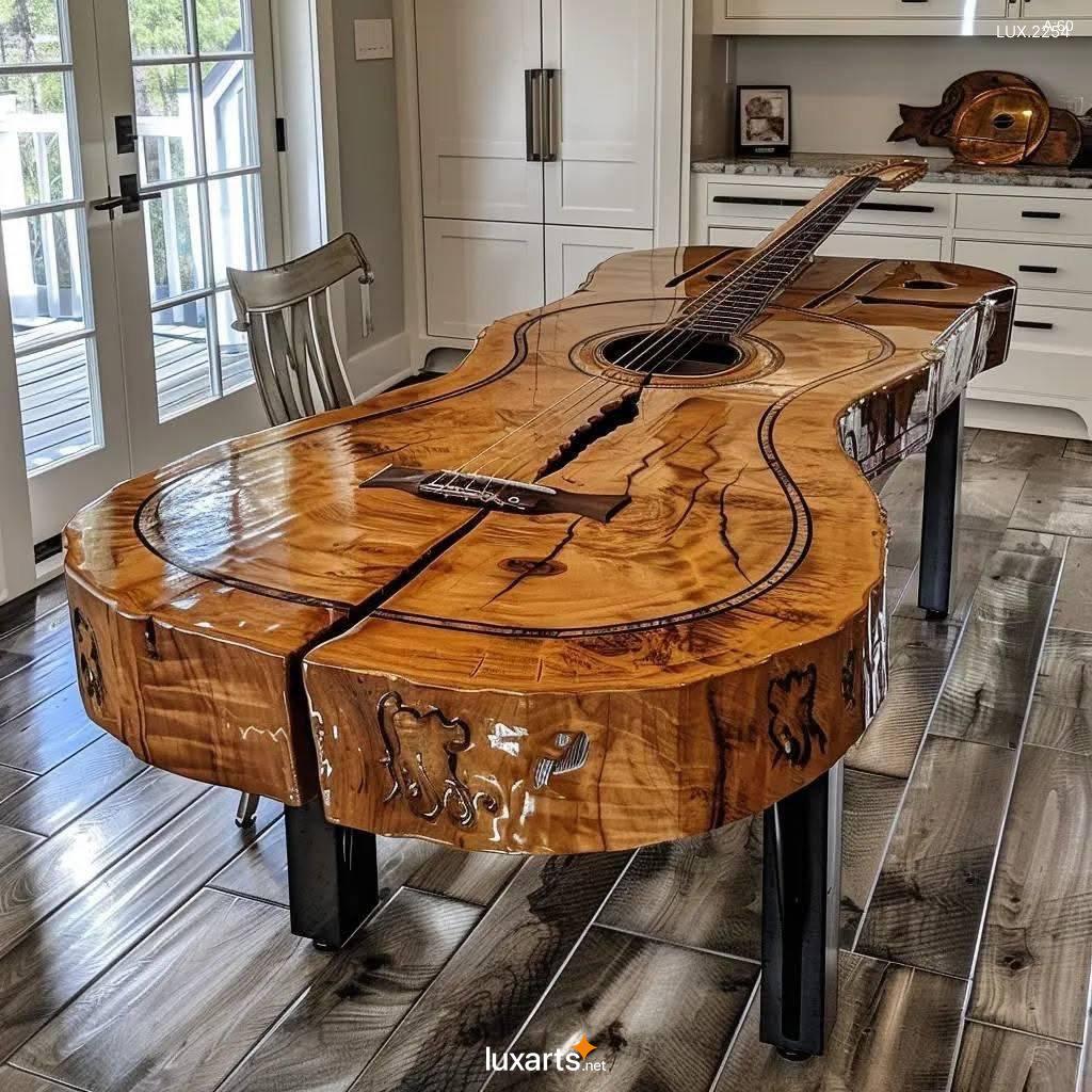 LUX.2254 Playful & Stylish: Giant Wooden Guitar-Shaped Dining Table for Music Lovers guitar shaped dining table 7