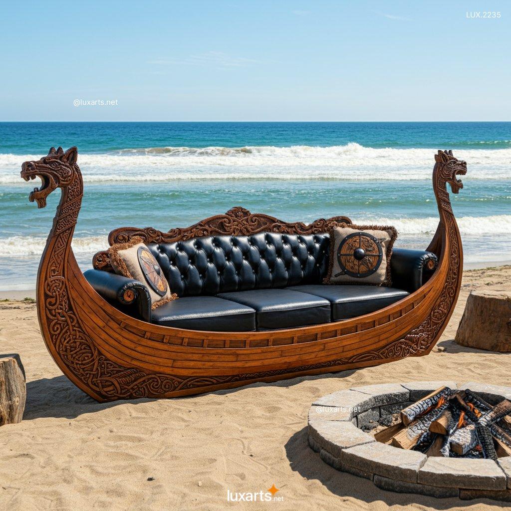 LUX.2235 Viking Longboat Shaped Sofa | Epic Seating for Nautical Enthusiasts viking longboat inspired sofa 8