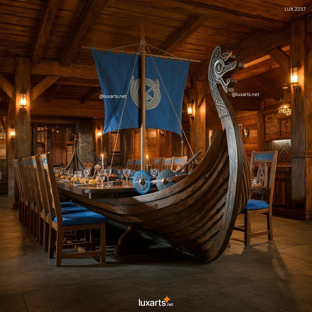 LUX.2237 Viking Ship Shaped Dining Tables | Nautical Elegance for Your Home viking ship dining tables 1